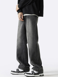 Jeans Men's Spring and Autumn Washed Old Loose Straight Tooling Pants High Street Instagram Popular Brand Wide Leg Casual Pants
