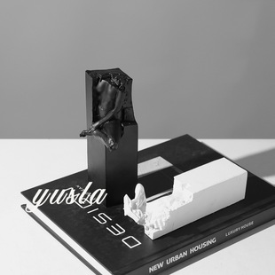 Nordic creative simple office black and white book stand bookcase model room soft decoration book stand decoration