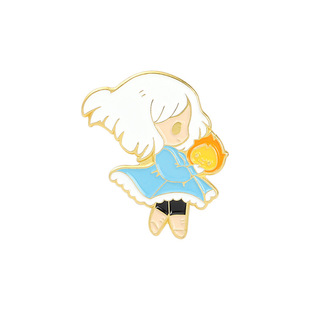 Cartoon hot sale creative Japanese cartoon character little girl black cat shape brooch ramen black ball all-Match Badge