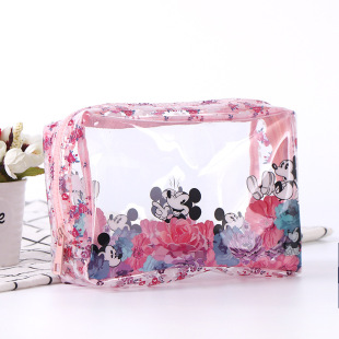 Cartoon transparent thickened pvc cosmetic bag three-piece waterproof wash bag travel portable zipper storage bag printing