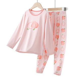 Children's Pajamas Spring and Summer Thin Boys' and Girls' Autumn Clothes Class A Cotton Mo Home Clothes suit Air-conditioning Clothes for Middle and Big Children