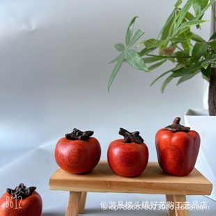 Factory direct red pear wood persimmon apple pepper hand piece creative carry-on text play persimmon Ruyi solid wood persimmon