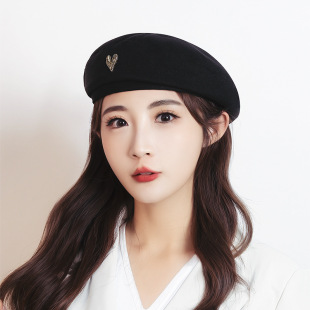 British style women's spring and autumn beret new online celebrity ins style high-looking stewardess hat solid color retro painter hat
