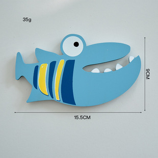 Marine Animal Refrigerator Sticker Wooden Sailing Boat Seabird Small Fish Magnetic Sticker Creative Home Decorations Wooden Crafts
