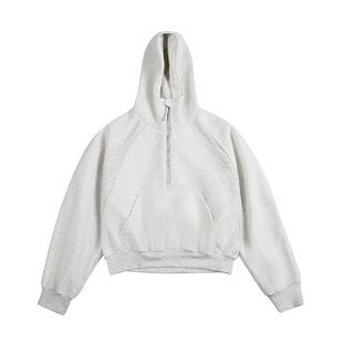 Clean fit version of autumn and winter heavy hooded pullover half zipper sweater coat for men and women couples