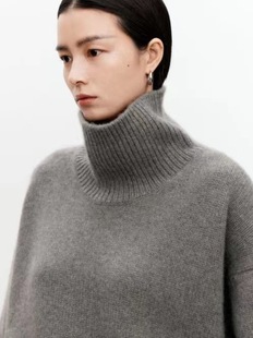 Recommend ~ High Collar Full Wool Sweater Women's Loose Thickened Lazy Turtleneck ROW Wind Profile Base Cross-border Knitted Sweater