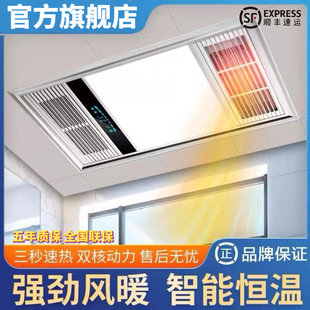 Air heating bath lamp bathroom heating exhaust fan lighting five-in-one integrated ceiling embedded bathroom heater