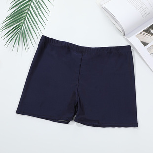 Men's boxer swimming trunks four-point simple high elastic swimming trunks beach pants sunscreen solid color loose breathable hot spring swimming trunks
