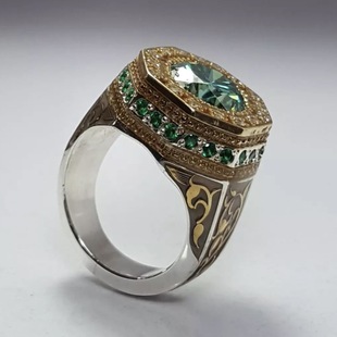 Huajie cross-border jewelry European and American style popular retro totem two-color ring hot selling domineering street men's jewelry