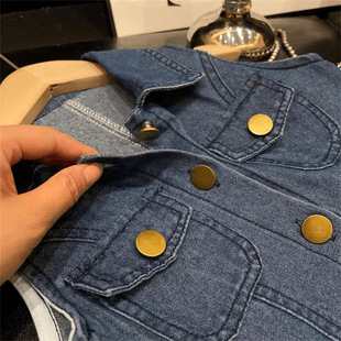 2024 Western Style Summer New Korean Style Girl's Sleeveless Denim Slim-breasted dress Girl's Elegant Vesper Dress