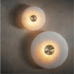 Designer minimalist brass marble wall lamp living room bedroom bedside lamp modern corridor living room background wall lamp