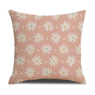 Daisy pillowcase small fresh printed combination pillow Amazon new linen breathable sofa pillow simple