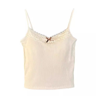 High-Value V-Neck Lace Small Camisole Women's Inner Summer Bottoming Top with Chest Pad