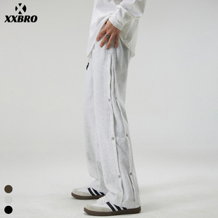 Xxbro men's# autumn and winter American fashion stitching breasted sports niche straight pants men's versatile casual pants