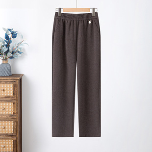 2024 New Middle-aged and Elderly Women's Pants Winter fleece-lined Thickened Woolen Pants Mother Autumn and Winter High Waist Casual Pants