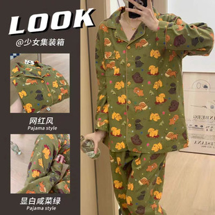 Factory wholesale cartoon Mickey 2025 new ice silk thread cotton bow pajamas women spring and autumn long foreign trade