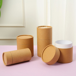 Gift paper tube Kraft paper cylinder packaging paper can gilding advertising printing candy scented tea round paper tube packaging