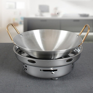 Stainless Steel Dry Pot Binaural Pot Alcohol Stove Pot Bar Ding Pot Catering Pot Dining Table Heating Pot Bacon Pot