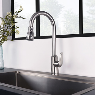 Wholesale products 304 stainless steel wire drawing faucet kitchen dish basin hot and cold faucet