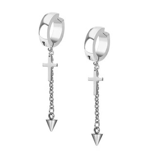 Korean men and women steel black earrings stainless steel earrings cross earrings factory direct sales