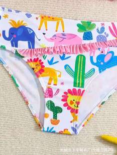 2025 new children's swimsuit girls printed three-piece cartoon animal cross-border foreign trade manufacturers wholesale