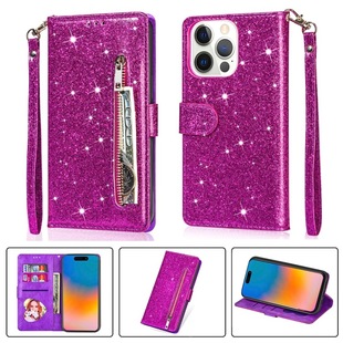 For IPHONE15 14 13 12 11PRO MAX XR X 876 S23FE glitter zipper leather case