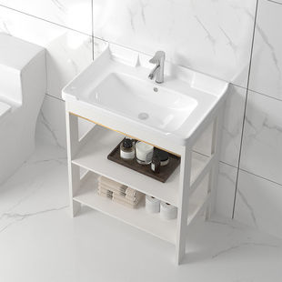 Floor Type Wash Basin Cabinet Combination Space Aluminum Bathroom Washbasin Small Apartment Bathroom Cabinet Washbasin Simple Pool