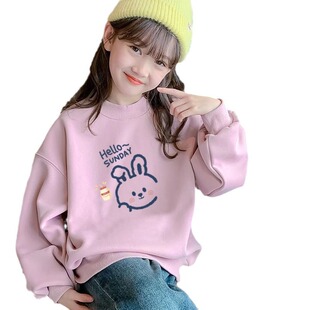 Girls' Sweatshirt Autumn and Winter New Western Style Cartoon Children's Spring and Autumn Long-sleeved Little Girl Big Boy Loose Children's Wear Top