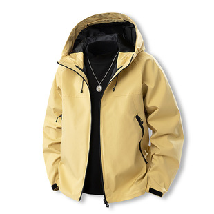 Cross-border Explosions Three-proof Outdoor Single Charge Clothes for Men and Women Couple Mountaineering Suit Color-matching Hooded Jacket Coat