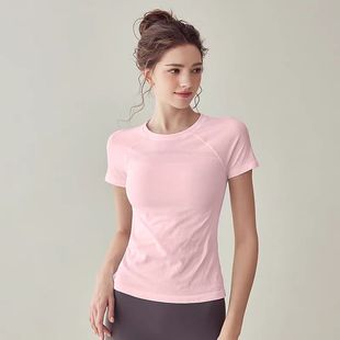 Spring and Summer New Sports Fitness Short-sleeved Quick-drying Yoga Suit Running Training Top Tight Outer Wear Slim T-shirt