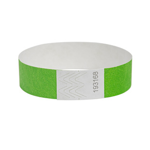 Disposable identification band green wrist strap logo entertainment bracelet band bar ticket Tyvek DuPont paper material