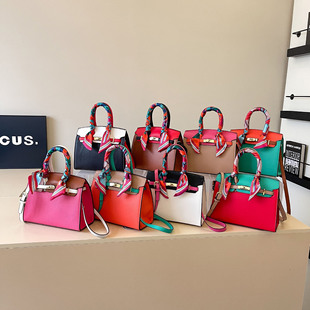 bags2024 Cross-border High-end Texture Single-shoulder Handheld Crosbody Elegant All-match Colorblock Colorblock Kelly Fashionable Women's Bag
