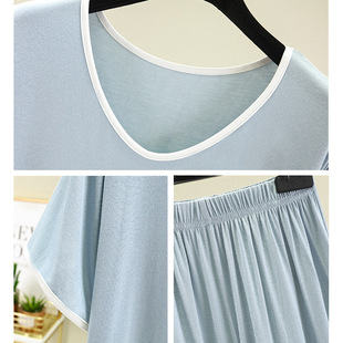 New Modal Pretty Girl Short-sleeved Short suit Summer Women's Loose Thin Home Clothes plus size Covered Top
