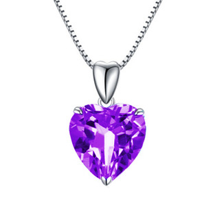 Hot Sale Color Treasure Blue Crystal Topaz Pendant Purple Green Red Diamond Pink Diamond Heart-shaped Pendant Ocean Heart Necklace