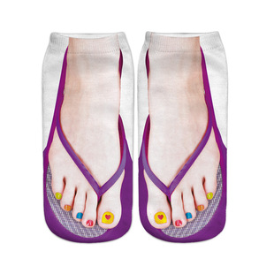 Cross-Border Temu Aliexpress Popular Flip-Flop Socks 3D Stereo Printed Socks Pork Belly Socks Bone Nail Socks