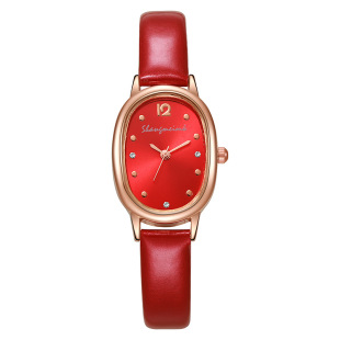 New Style Retro Simple Oval Student Watch Niche Women's Watch Leather Strap Quartz Women's Watch