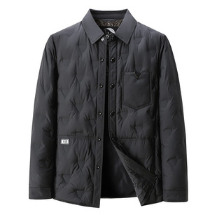 2024 Winter New Men's down Tops Lightweight Lapel Tops Fashion Trend Casual down Top for Young and Middle-Aged People