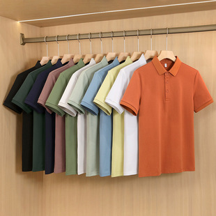 40 cotton liquid ammonia short sleeve polo shirt T-shirt lapel summer men's high-end corporate overalls custom logo