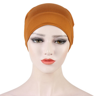 AliExpress Monochrome Cylinder Cap Base Cap High Elastic Milk Silk Women's Arabian Scarf Cap