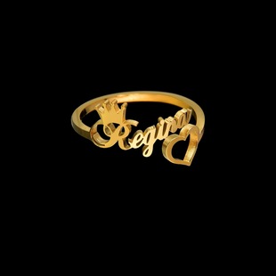 Имя Custom кольцо из нержавеющей стали отверстие регулируемый английский алфавит бабочка кольцо подруга подарок на день рождения
