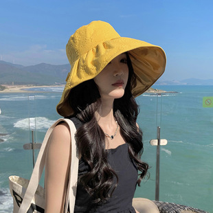 Japanese UV sunscreen sun hat children's summer face-covering anti-ultraviolet sun hat Cycling Big hat brim fisherman hat colored glue