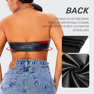 European and American foreign trade TOPMELON New ins elastic Pu European and American nightclub party socket chest-wrapped jacket P3039