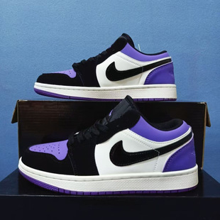 ⇞ Взрывающаяся оригинальная AJ1 черный фиолетовый носок низкие пары мужчин и женщин кампус Run дикая спортивная обувь aj1