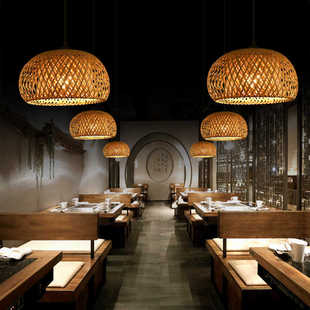New Chinese Zen Style Bamboo Chandelier Restaurant Tea House Homestay Dining Hall Lamp Hot Pot Restaurant Bamboo Art Lamp Bamboo Chandelier Cover