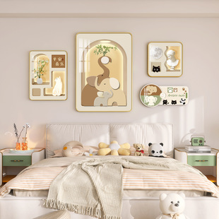 Nordic Cream Style Bedroom Decorative Painting Advanced Bedside Background Wall Hanging Painting High-end Atmospheric Warm Mural Combination