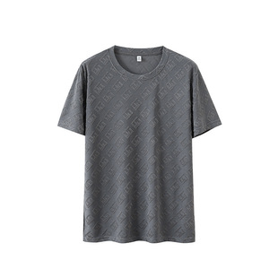 Cross-border Wholesale 2024 New Short-sleeved T-shirt Men's Round Neck Summer New Ice Silk Half-sleeved Quick-drying Thin Trendy Top