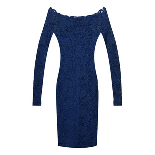 Socialite off-shoulder lace dress women's plus size new French close-fitting slimming elegant sexy hip short skirt