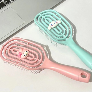 Creative Sanrio hollow massage comb female fluffy shape rib comb long handle bone comb student airbag comb