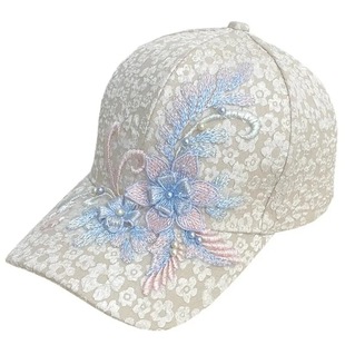 Korean Style Pleated Bubble Small Floral Baseball Cap Women's Lace Beaded Flower Sunscreen Hat Sunshade Breathable Cap