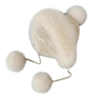 Winter New Fox Fur Imitation Fur Korean Style fleece-lined Wool Hat Sweet Cute Ear Wool Hat for Women